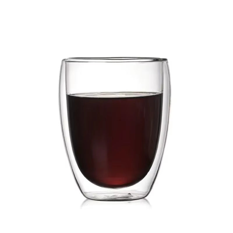 1-6PCS 80-450ML Heat Resistant Double Wall Tea Glass Cup Beer Coffee Handmade Creative Cold Beverage Transparent Drinkware Set