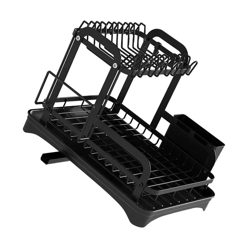 2-Tier Dish Drying Rack with Drain Basket & Countertop Organizer