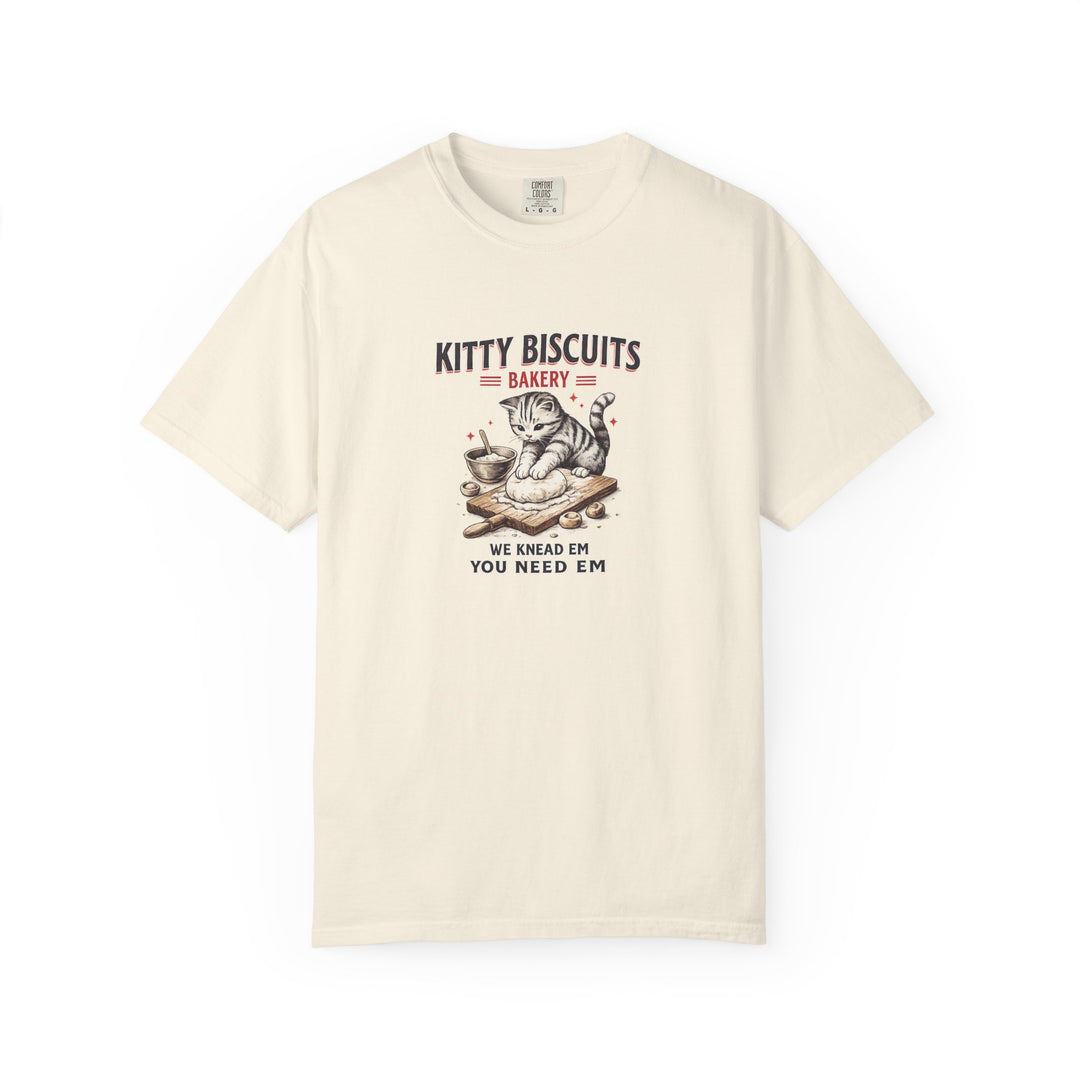 Kitty Biscuits Bakery T‑Shirt — Vintage Cat Baking Graphic Tee