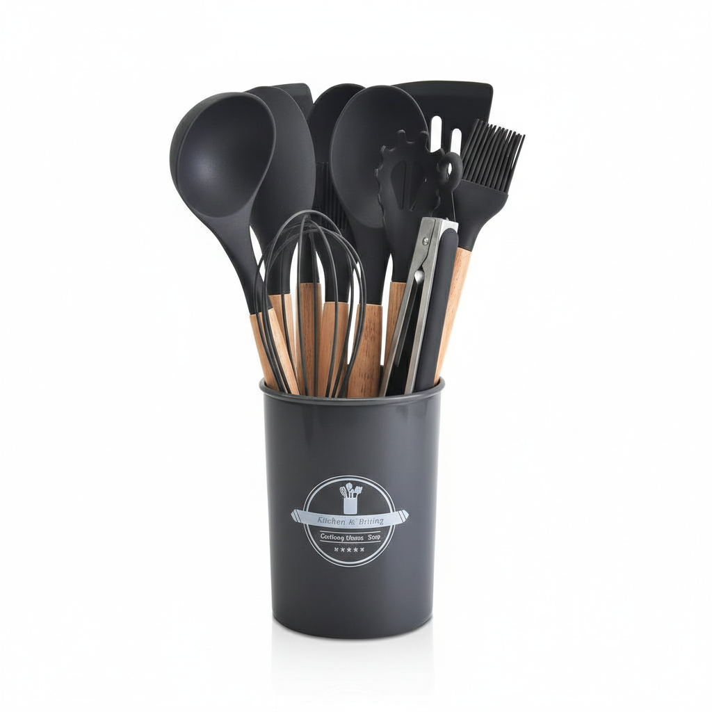 12-Piece Silicone Cooking Utensil Set – Heat-Safe Tools with Holder