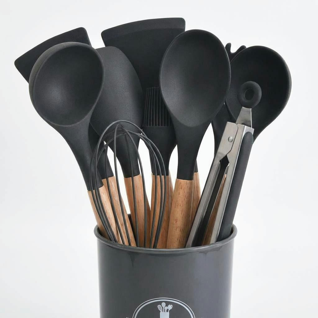12-Piece Silicone Cooking Utensil Set – Heat-Safe Tools with Holder