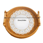 Load image into Gallery viewer, 1PC Round Rattan Snack &amp; Bread Tray – Woven, Picnic, Decor
