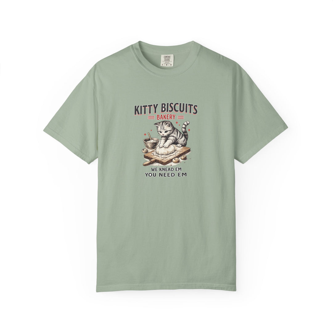 Kitty Biscuits Bakery T‑Shirt — Vintage Cat Baking Graphic Tee