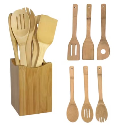 Bamboo Kitchen Utensil Set – Everyday Cooking Essentials in Natural Wood