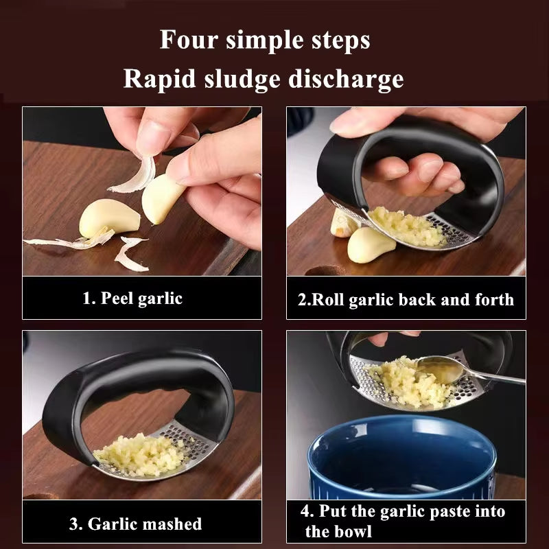Stainless Steel Garlic Press Mincer Crusher Kitchen Tool Gadget