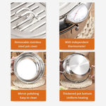 Load image into Gallery viewer, Stainless Steel Oil Pan with Thermometer &amp; Cover for Frying
