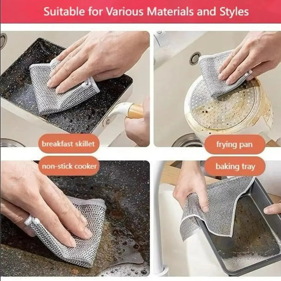 10Pcs Magic Silver Wire Dishcloth – Thick Microfiber Towel