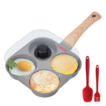 Load image into Gallery viewer, Non-Stick 4-Cup Egg Frying Pan with Lid, Spatula &amp; Brush
