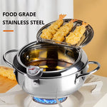Load image into Gallery viewer, Stainless Steel Oil Pan with Thermometer &amp; Cover for Frying
