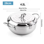 Load image into Gallery viewer, Stainless Steel Oil Pan with Thermometer &amp; Cover for Frying
