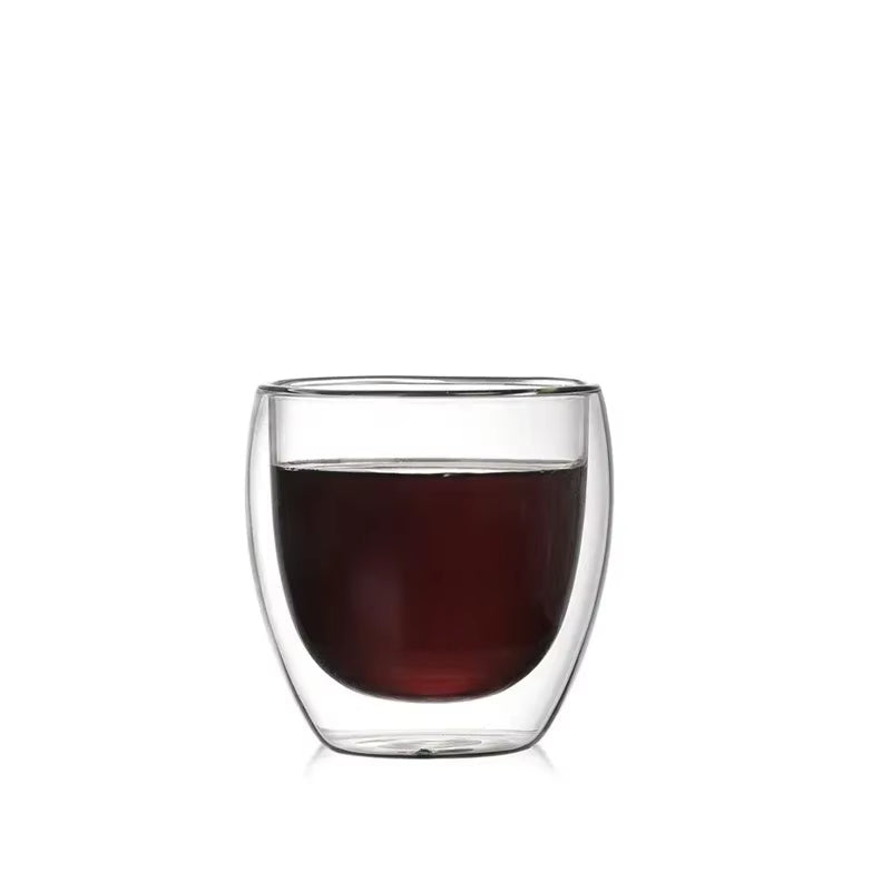 1-6PCS 80-450ML Heat Resistant Double Wall Tea Glass Cup Beer Coffee Handmade Creative Cold Beverage Transparent Drinkware Set