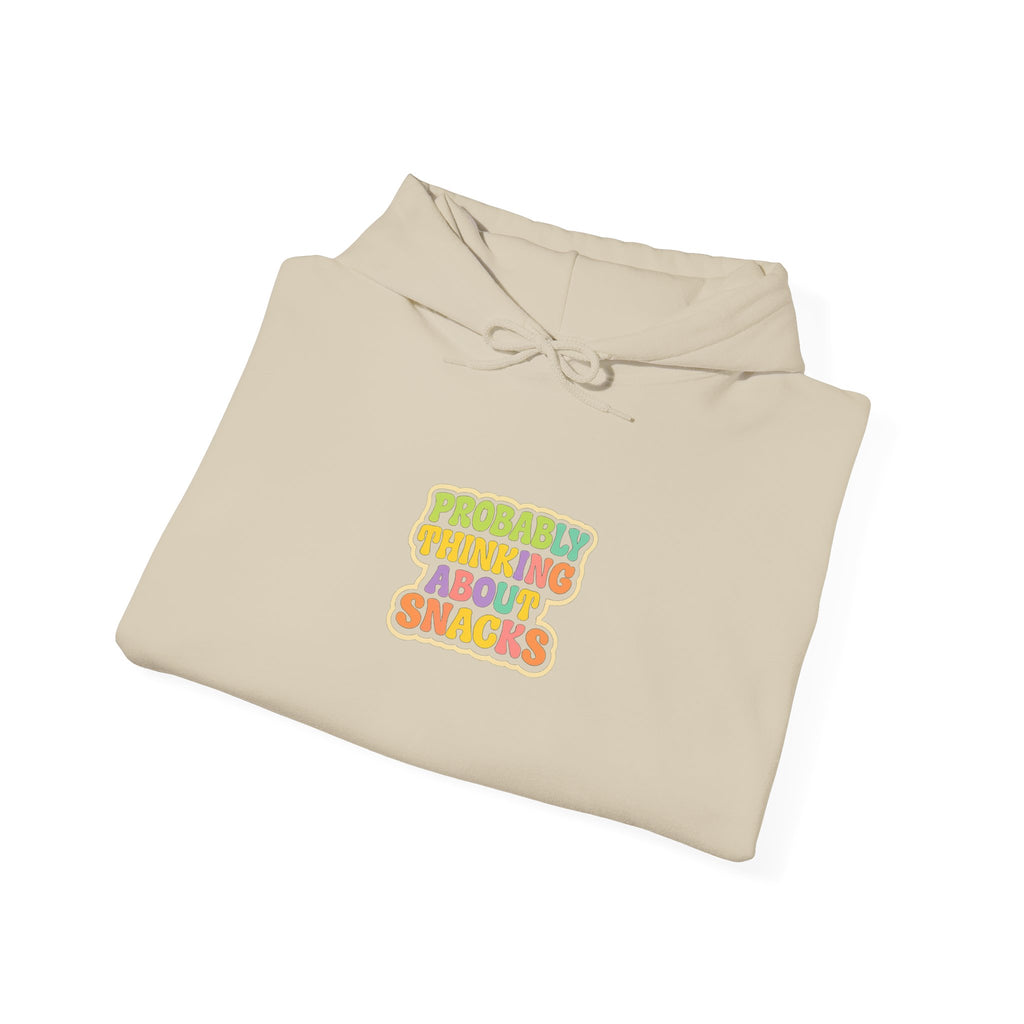 Funny 'Probably Thinking About Snacks' Hoodie – Cute Retro Snack Lover Sweatshirt