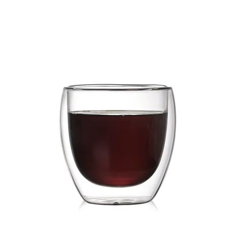 1-6PCS 80-450ML Heat Resistant Double Wall Tea Glass Cup Beer Coffee Handmade Creative Cold Beverage Transparent Drinkware Set