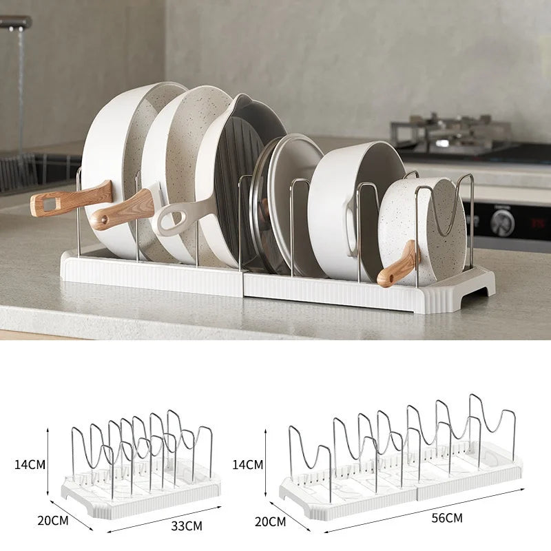 Expandable Pot & Pan Organizer Rack for Kitchen & Cabinet