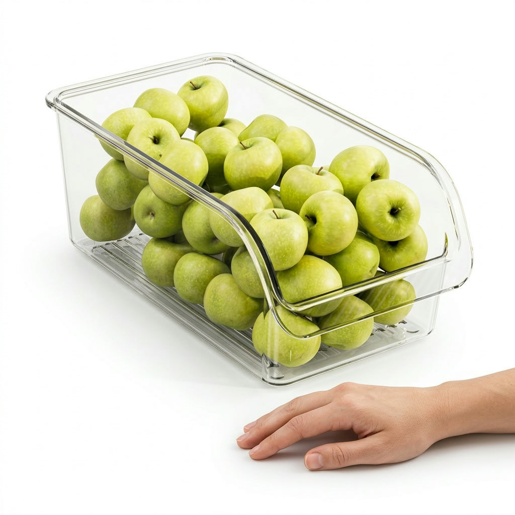 Clear Fridge Organizer Bin – Easy Food Storage with Durable Plastic