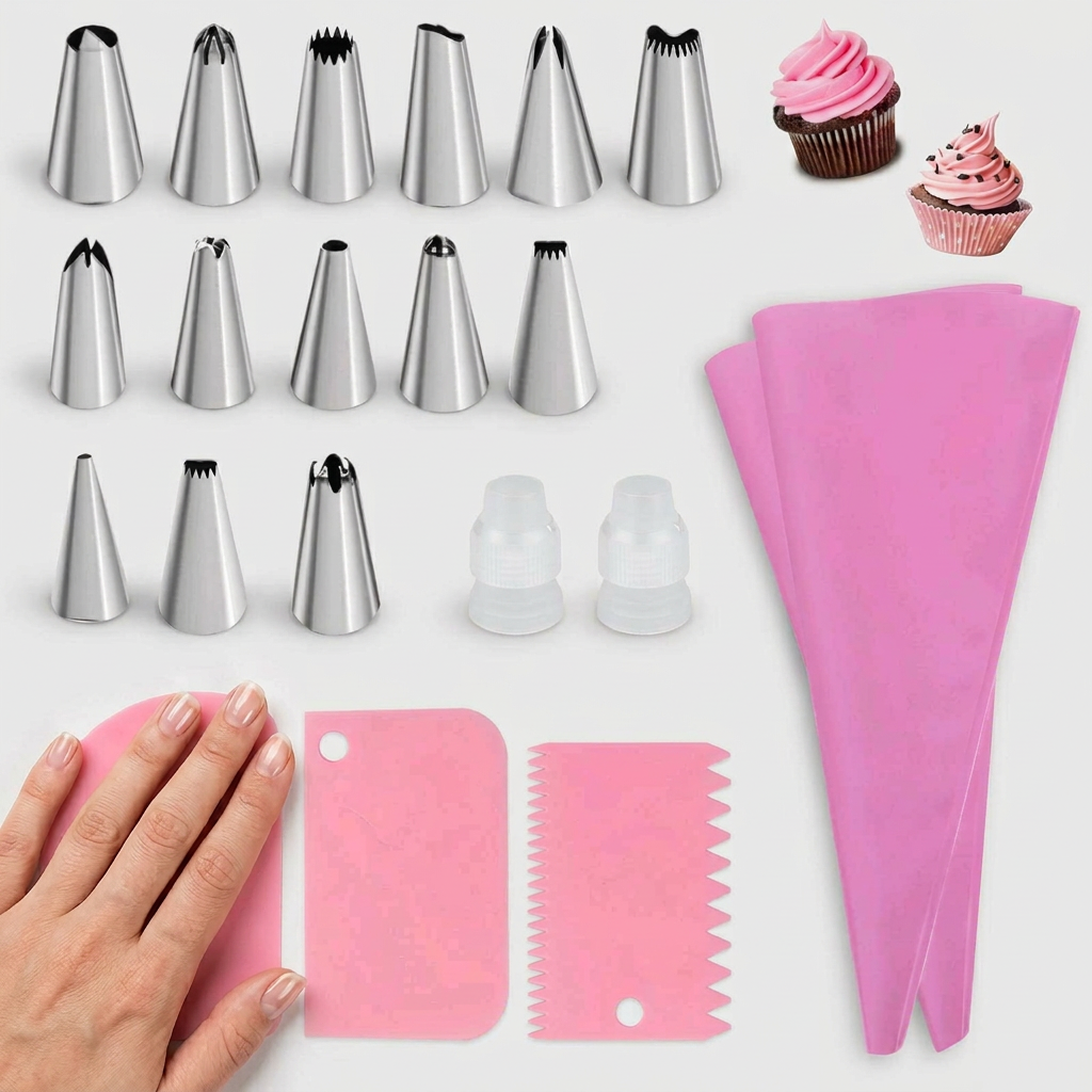 Silicone Piping Bags Set – Easy Cake Decorating with Steel Tips