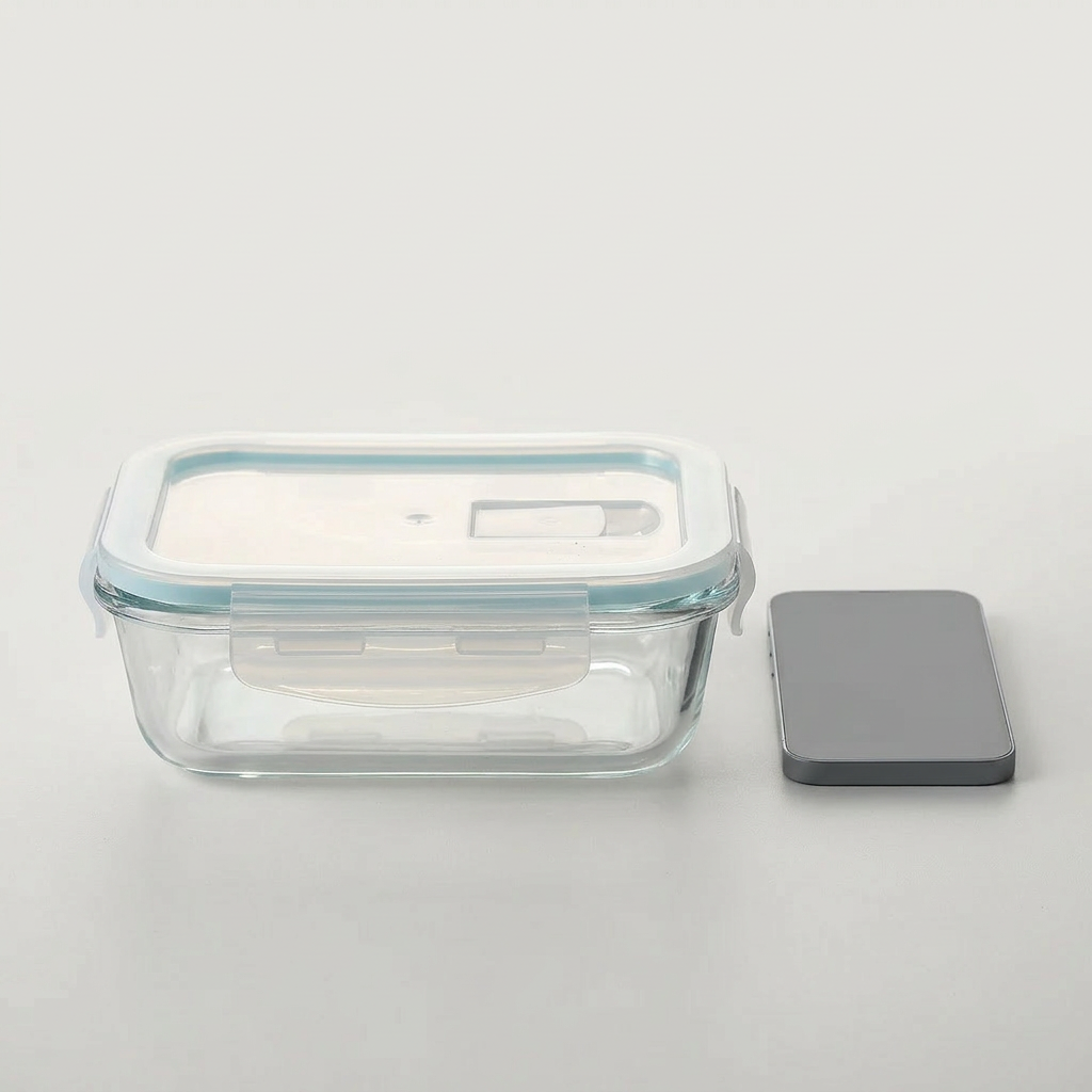 Microwaveable Glass Lunch Box – Durable & Clear Rectangle Design