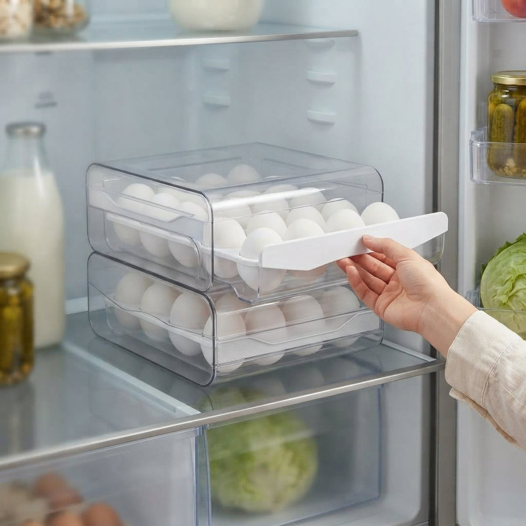 Egg Storage Box – Organized Refrigerator Storage with 2-Layer Design