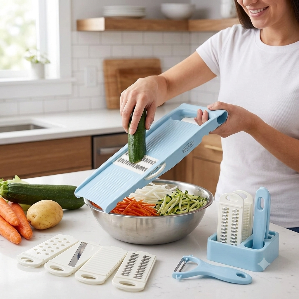 5-in-1 Vegetable Chopper – Fast Food Prep with Interchangeable Blades