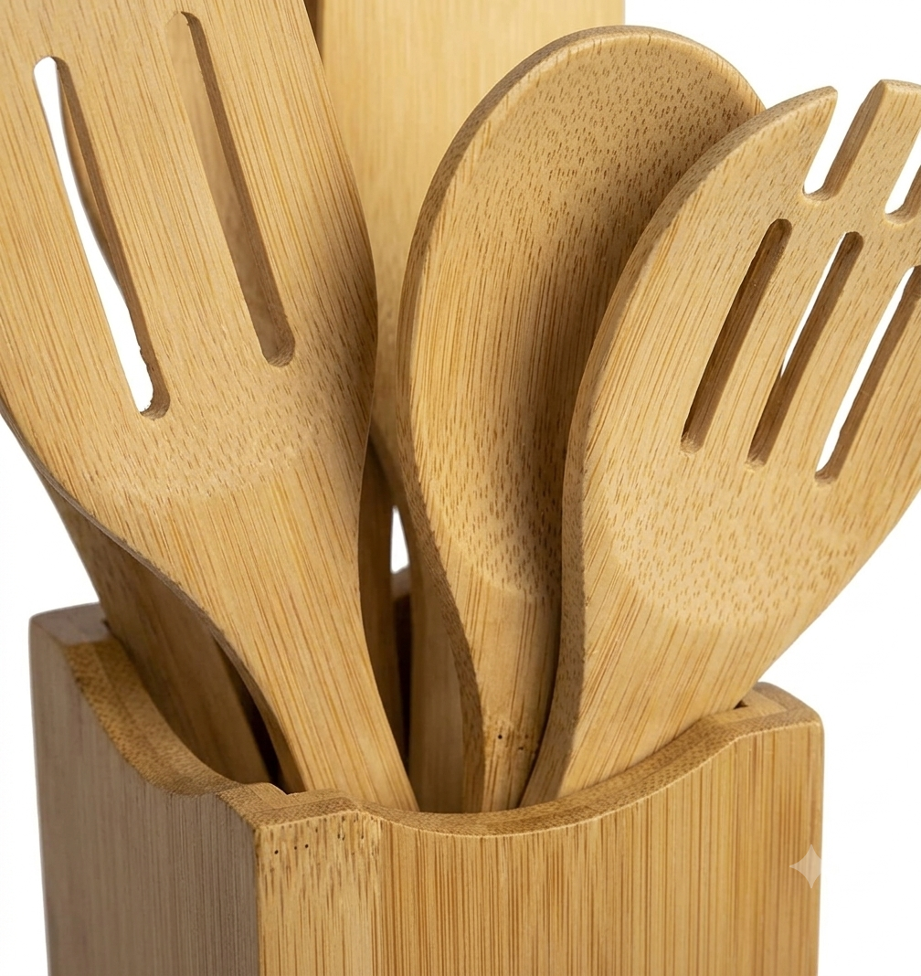 Bamboo Kitchen Utensil Set – Everyday Cooking Essentials in Natural Wood
