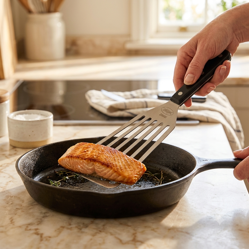 Stainless Steel Fish Spatula – Easy Flipping with Slotted Design