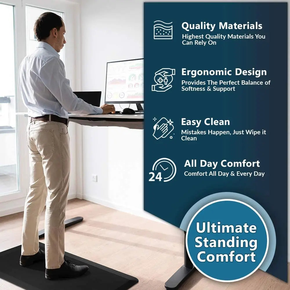 1.8Cm PU Leather Anti-Fatigue Waterproof Kitchen Mat Rug