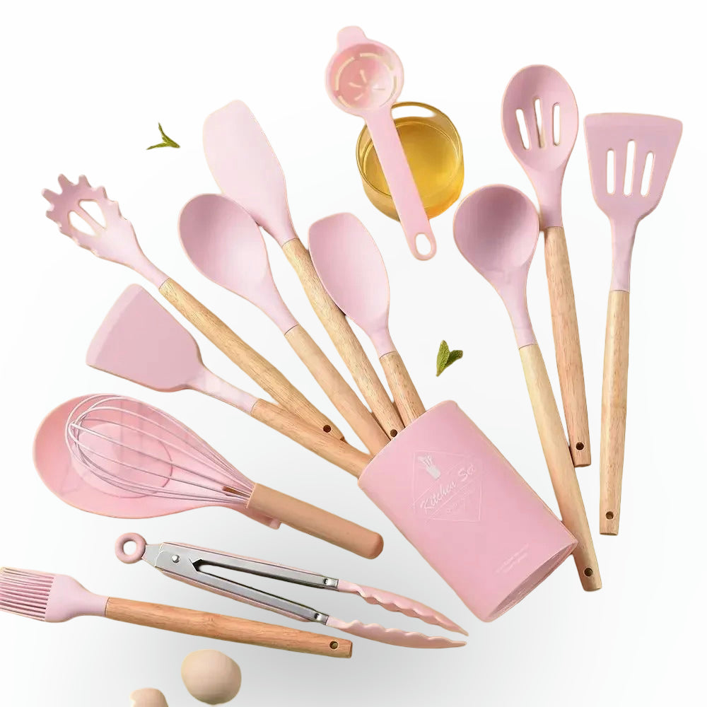12-Piece Silicone Cooking Utensil Set – Heat-Safe Tools with Holder