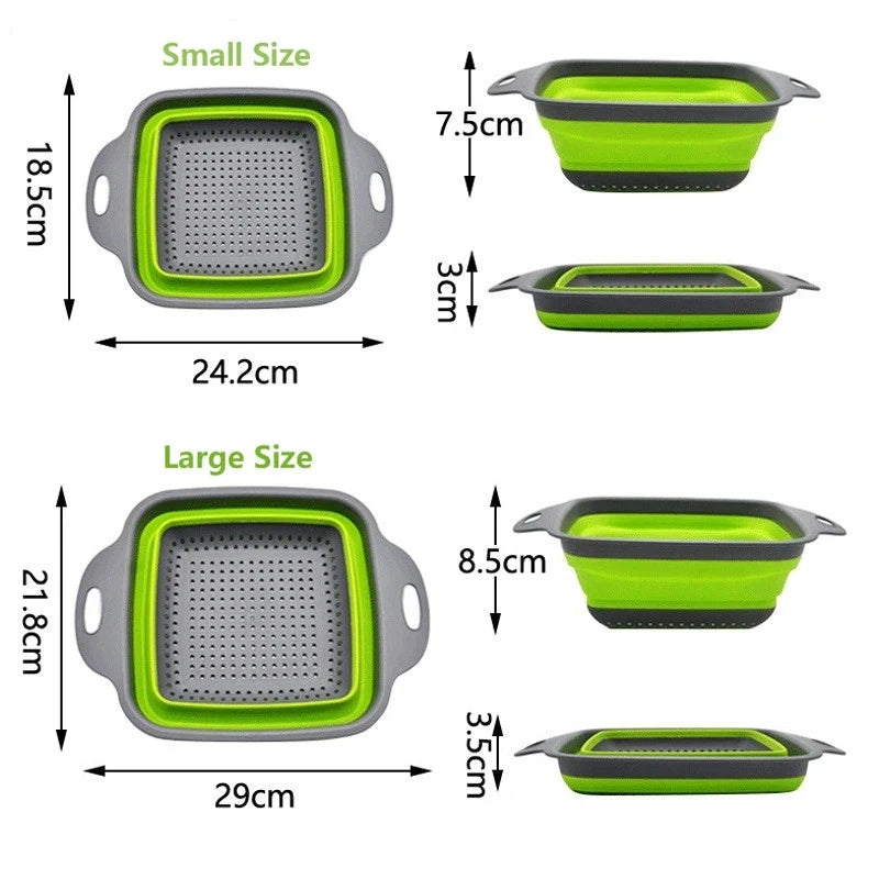 2Pcs Silicone Folding Strainer Basket