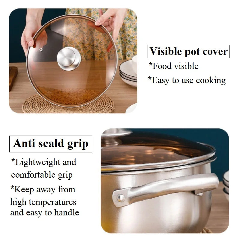 24Cm Stainless Steel Stockpot Insulated Handle Cookware