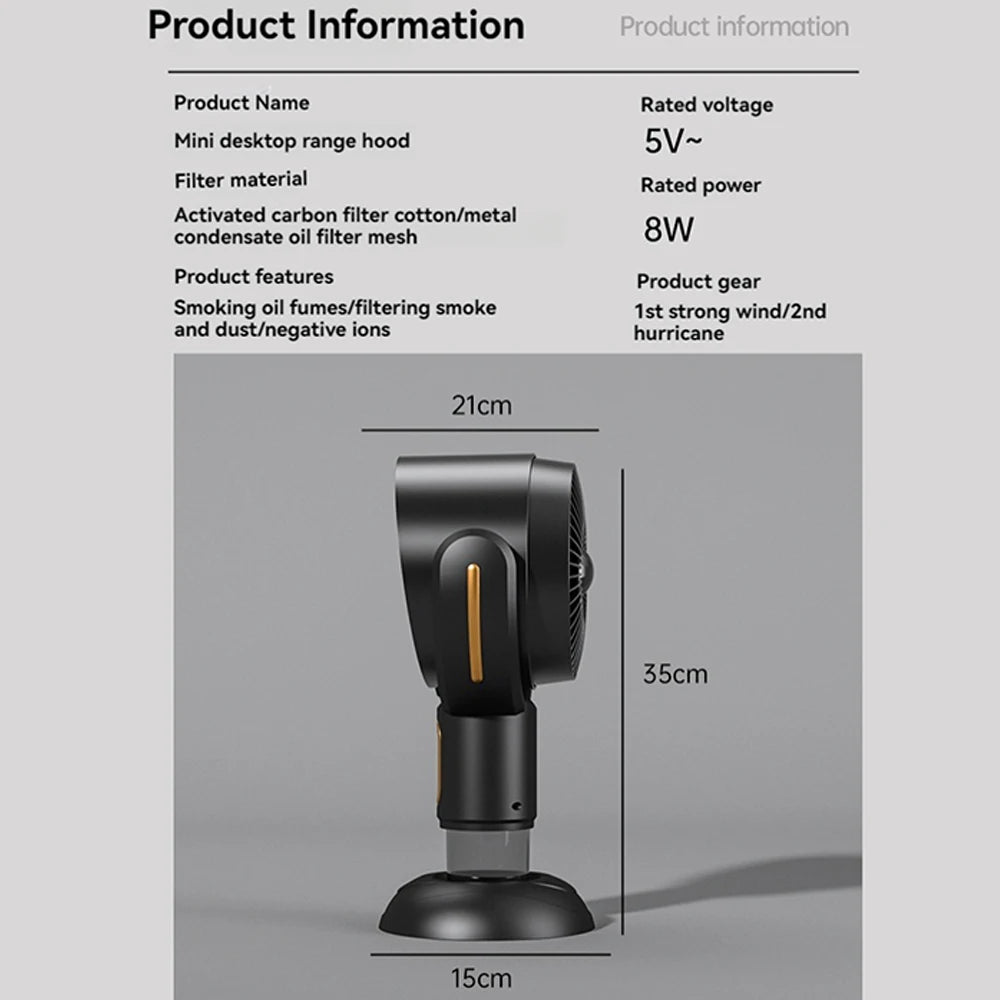 Portable USB Smoke Purifier Fan – Rechargeable for Home & Kitchen