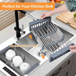 Load image into Gallery viewer, Folding Stainless Steel Sink Rack for Dishes &amp; Draining
