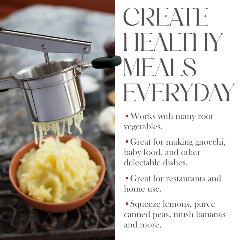 Stainless Steel Potato Masher & Press with 3/4 Discs Cutter