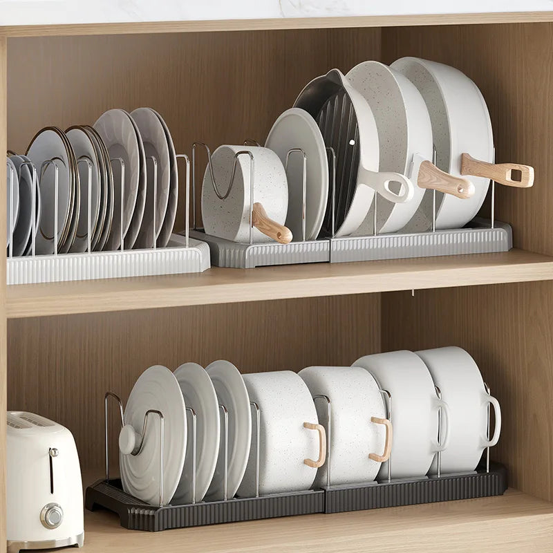 Expandable Pot & Pan Organizer Rack for Kitchen & Cabinet