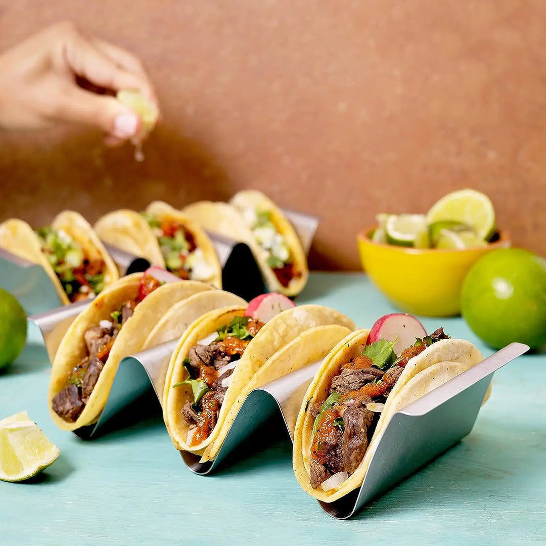 4-Pack Stainless Steel Taco Holders – Oven & Grill Safe
