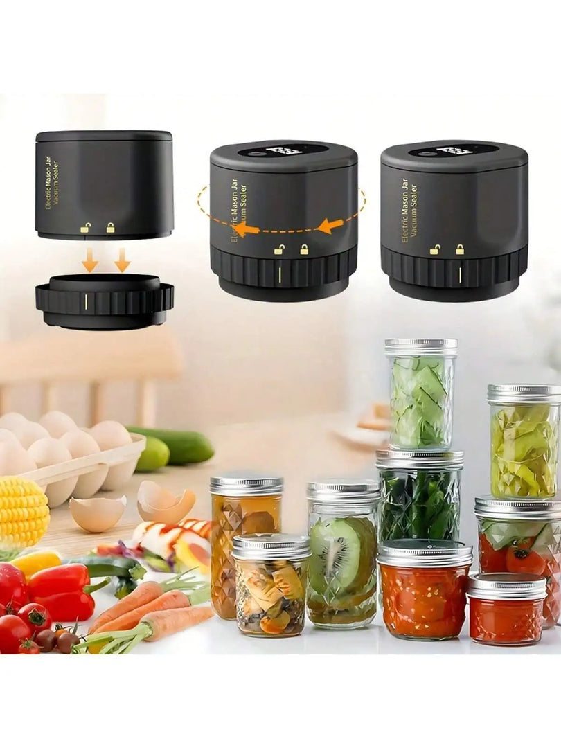 Mason Jar Vacuum Sealer, USB Charging, 10 Sealing Lids