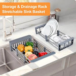 Load image into Gallery viewer, Folding Stainless Steel Sink Rack for Dishes &amp; Draining
