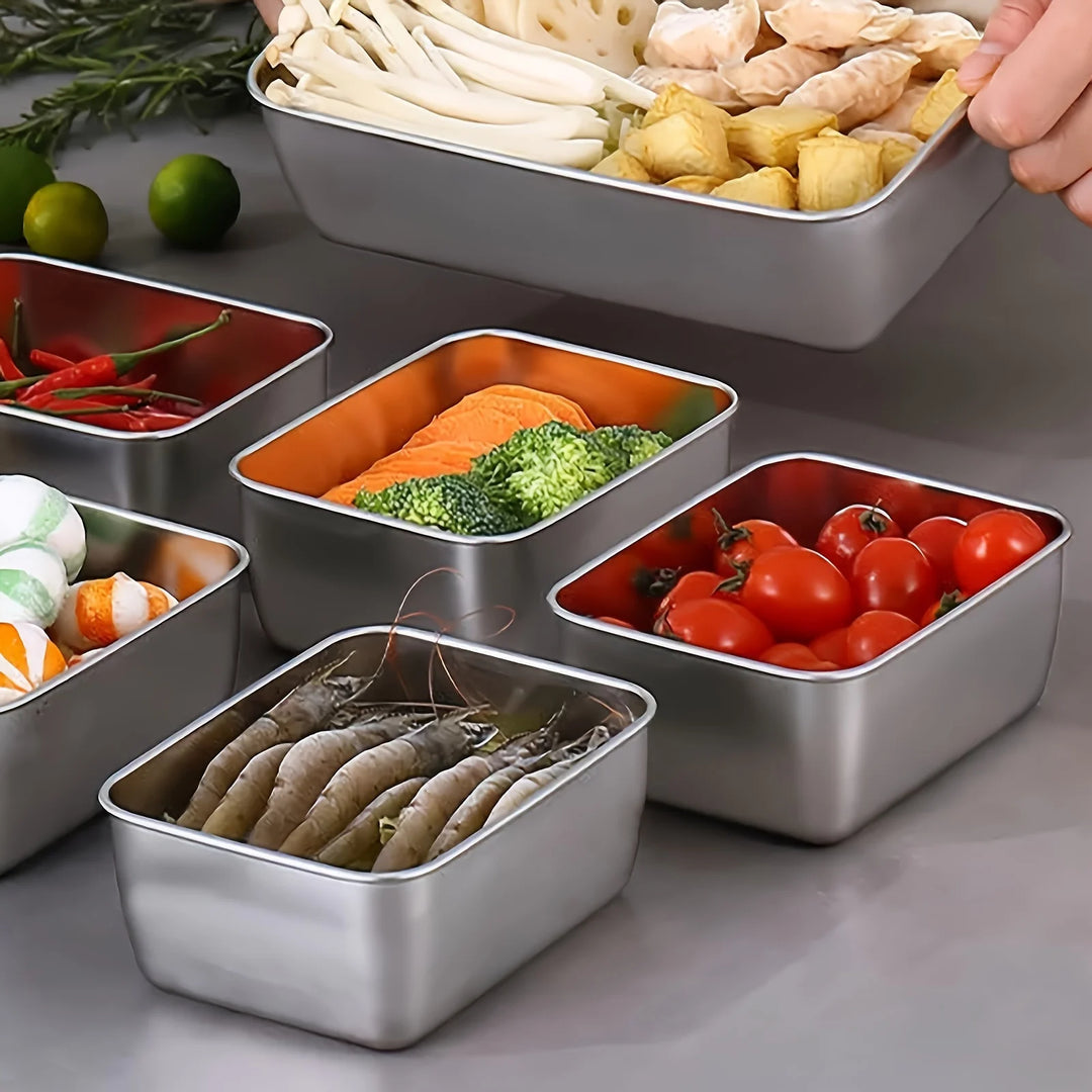 6pc Steel Food Containers w/ Lids – Leakproof, Stackable, Reusable