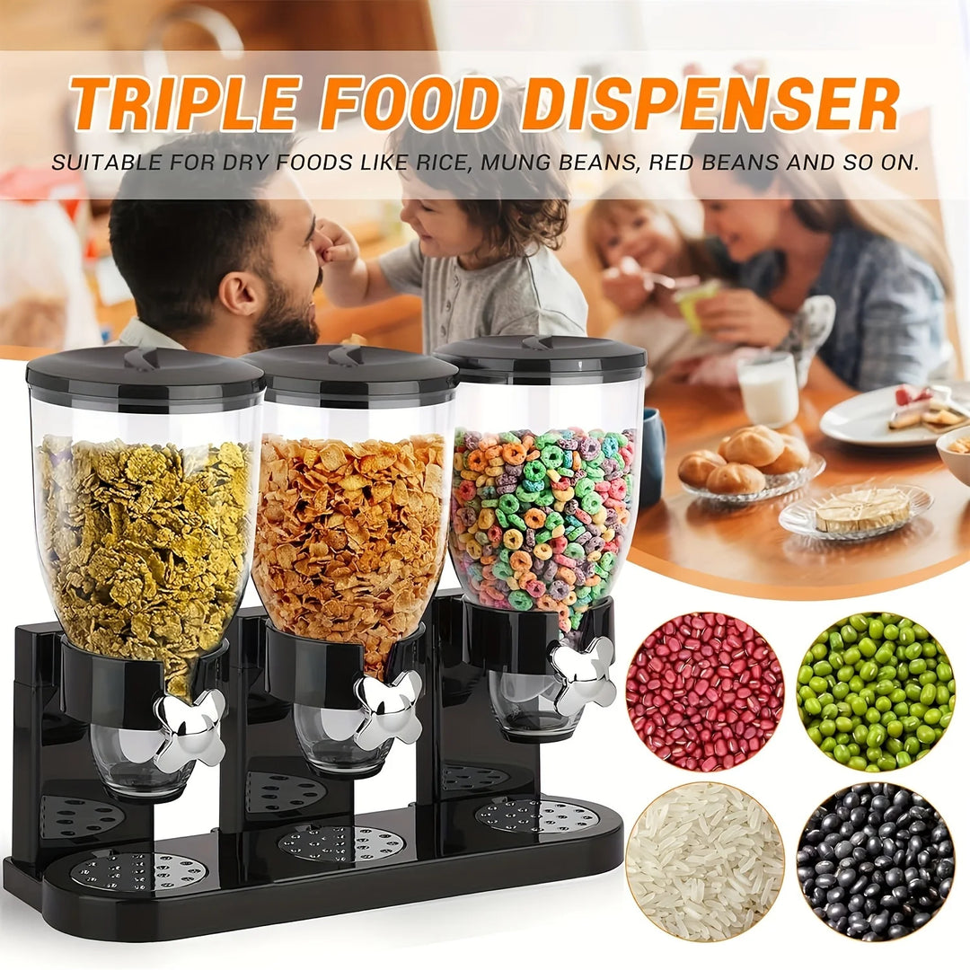 Triple Cereal Dispenser – Large, No Power Needed, Multi-Use