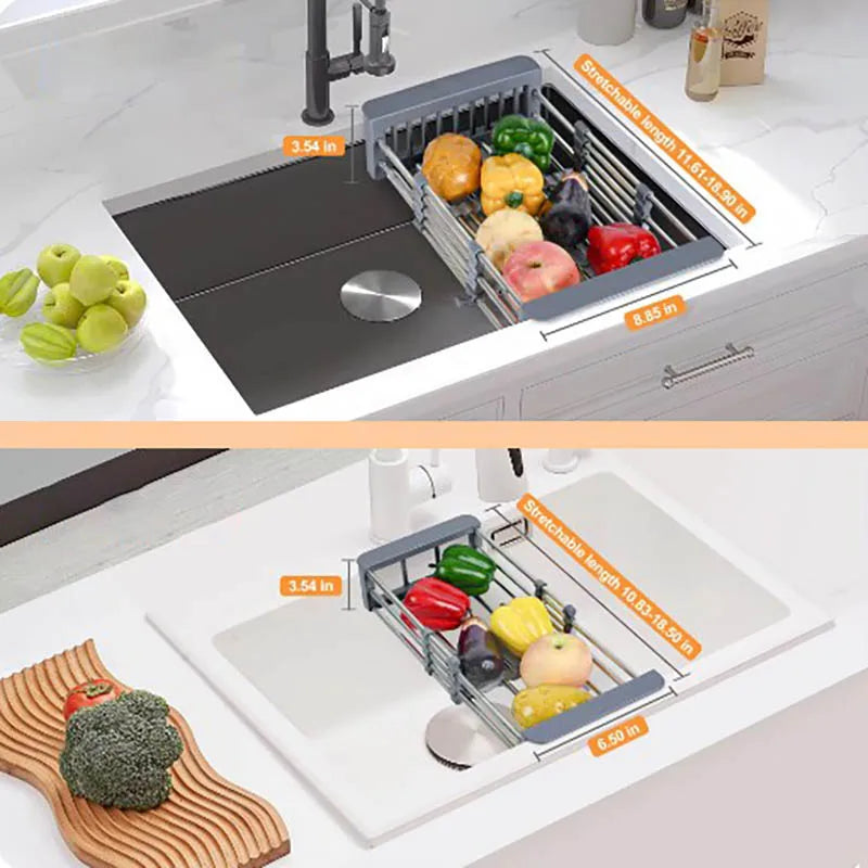 Folding Stainless Steel Sink Rack for Dishes & Draining