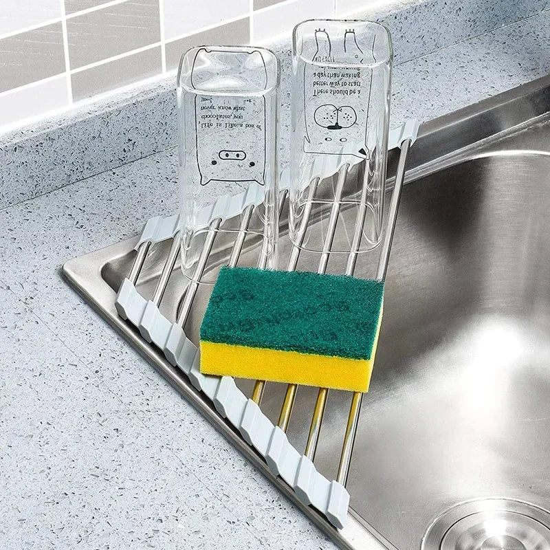 Triangle Dish Rack Over Sink | Foldable Stainless Drainer