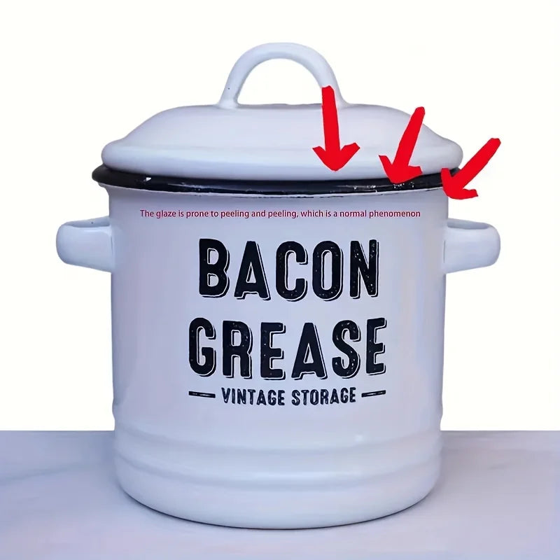 Grease Container w/ Strainer – Reusable Enamel Oil Pot