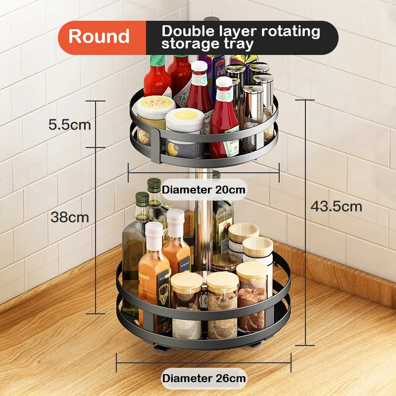 360° Rotating Storage Rack – Space-Saving Metal Multi-Tier Organizer