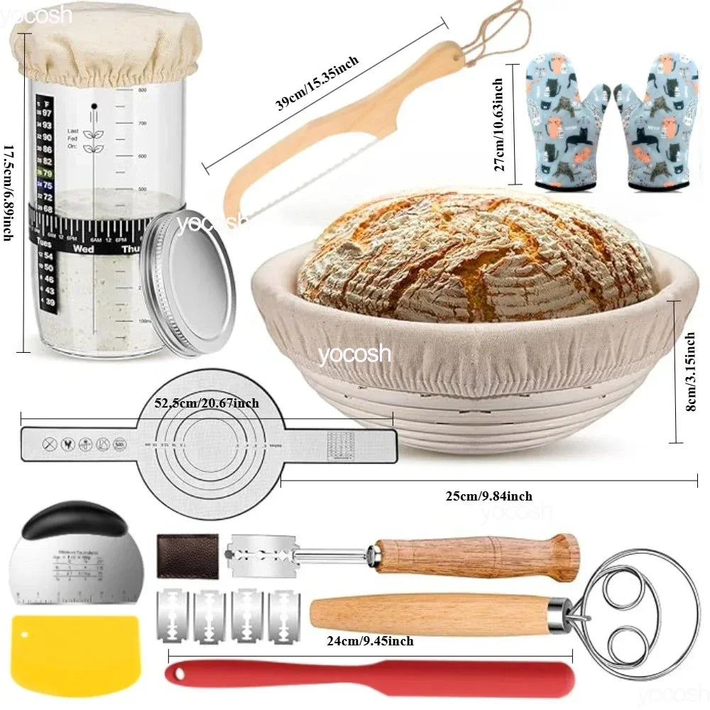 1Set Pro Baking Kit: Jar, Mat, Knife, Gloves & Tools