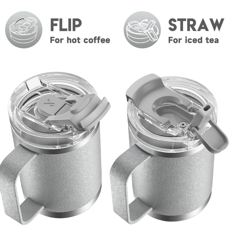 14oz Stainless Steel Office Tumbler with Handle, Leak-Proof