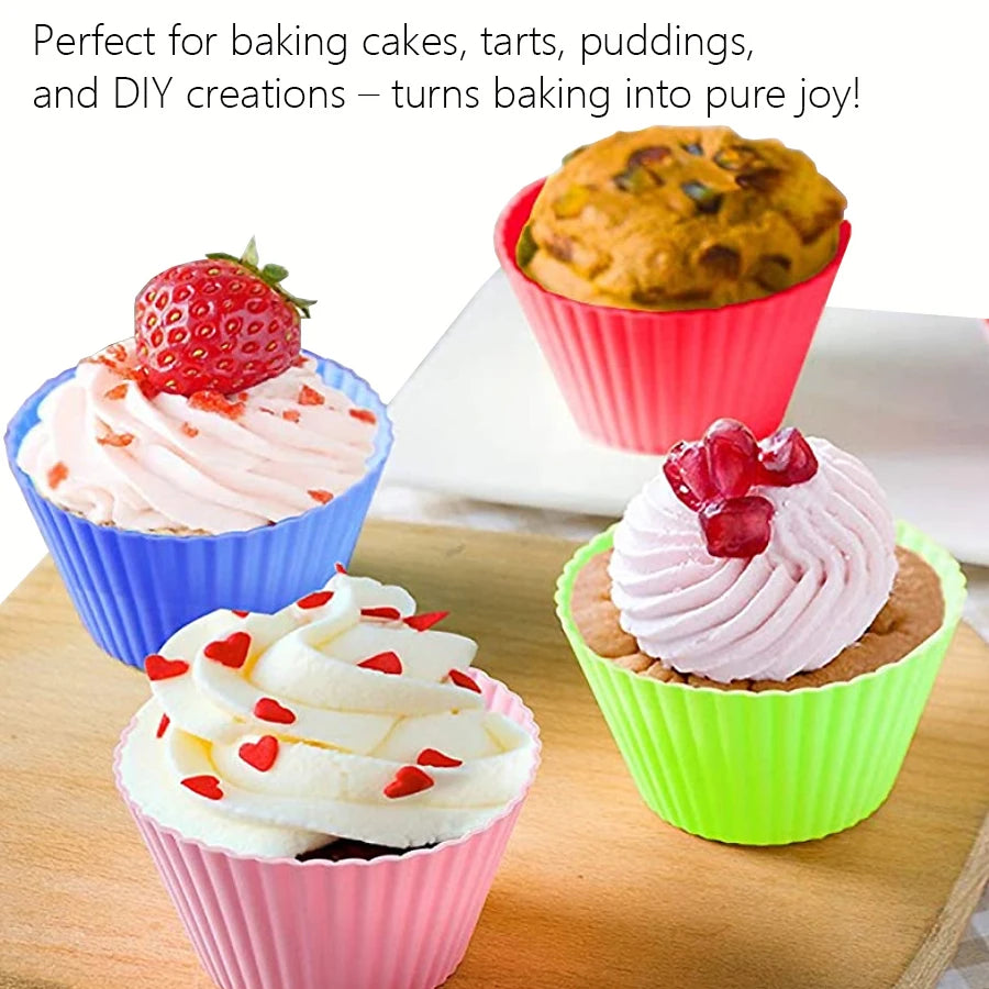12Pcs Silicone Cupcake Muffin Molds for DIY Baking Tools