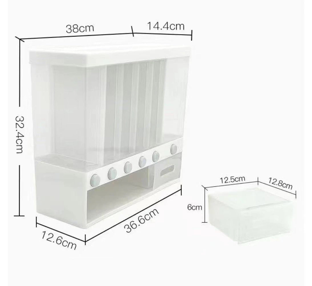 6-Grid 26LB Rice & Dry Food Dispenser Storage Box