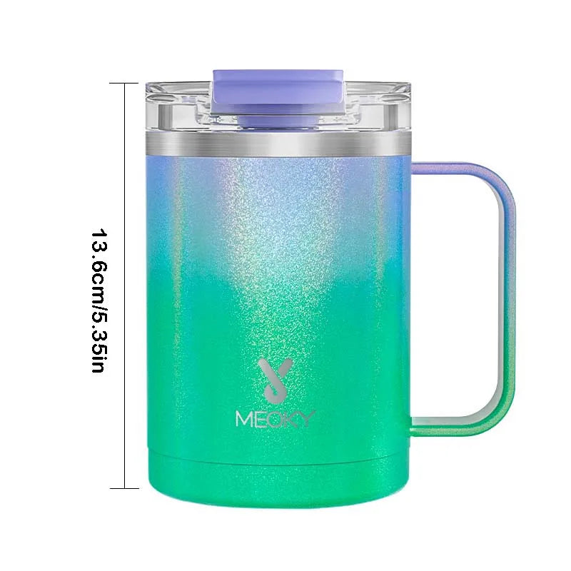 14oz Stainless Steel Office Tumbler with Handle, Leak-Proof