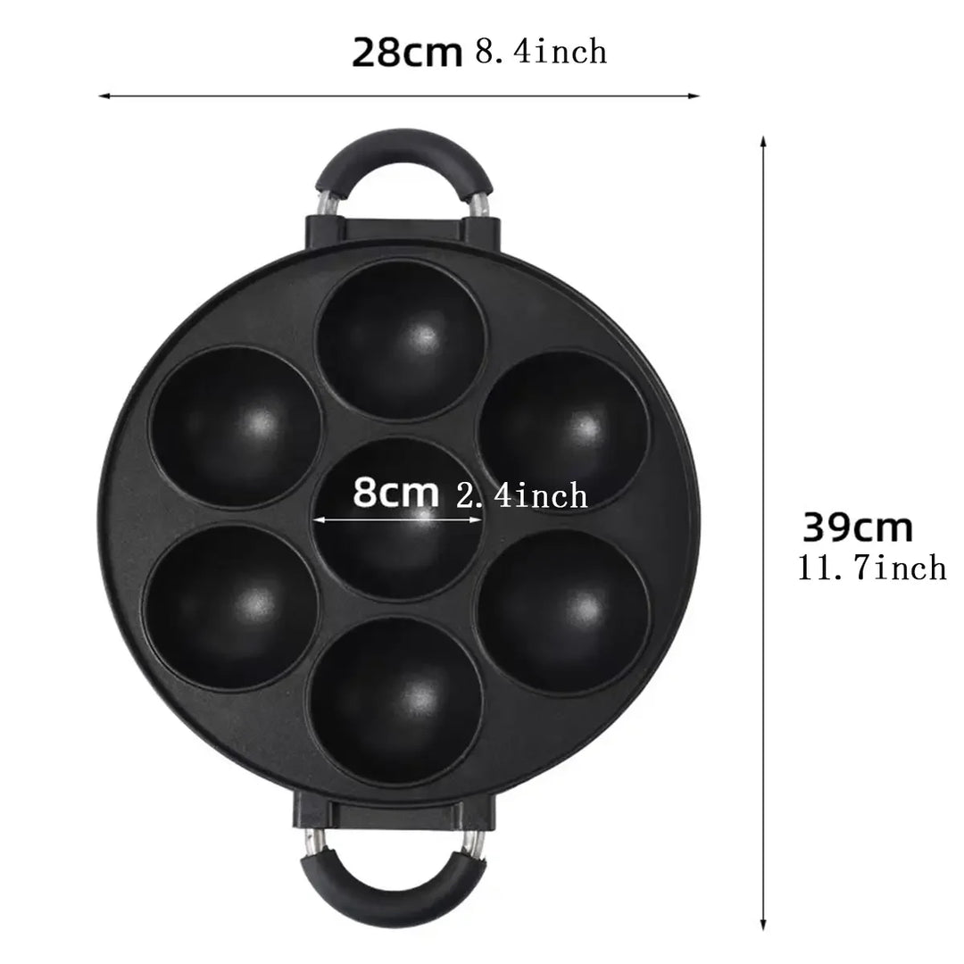 7-Hole Cast Iron Egg Cake Pan Nonstick Breakfast Mold