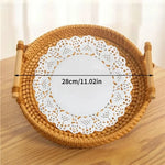 Load image into Gallery viewer, 1PC Round Rattan Snack &amp; Bread Tray – Woven, Picnic, Decor
