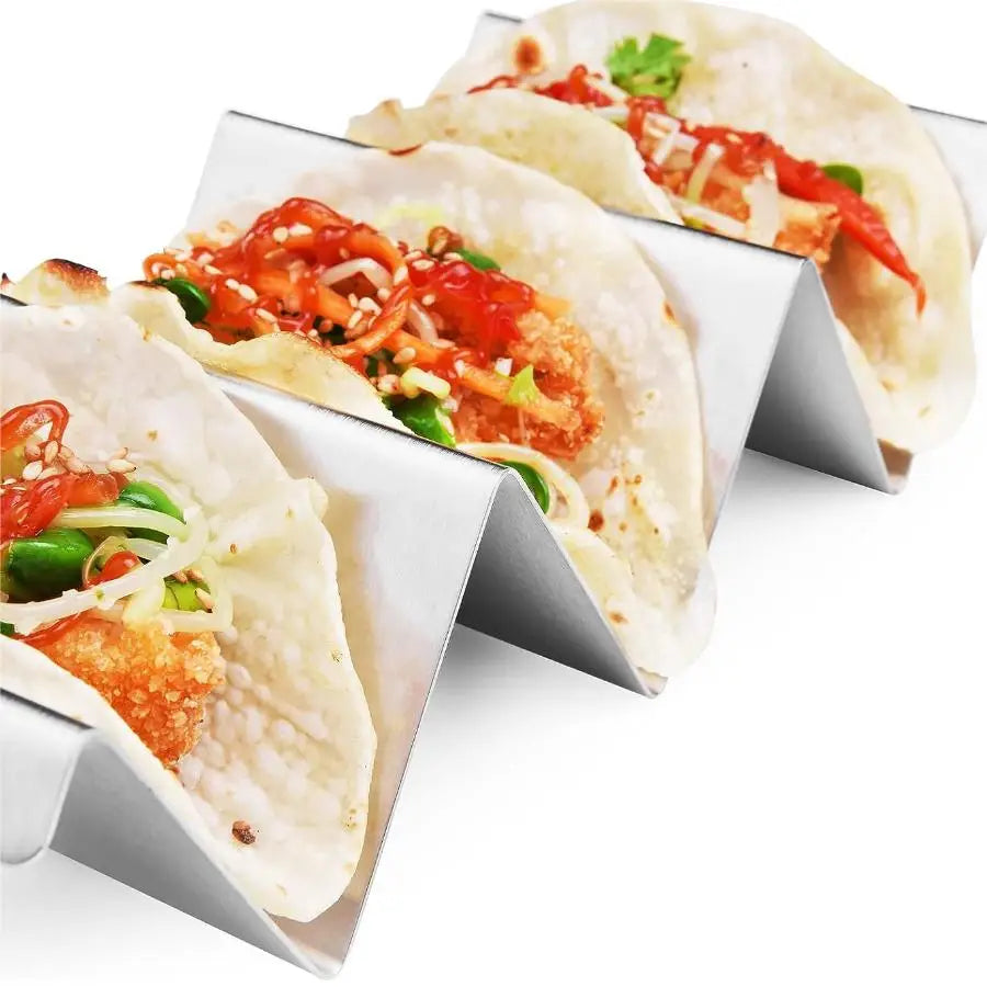 4-Pack Stainless Steel Taco Holders – Oven & Grill Safe